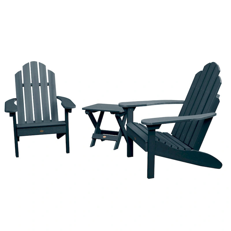Ensemble de 3 pièces chaises Adirondack extérieures et table d'appoint pliante