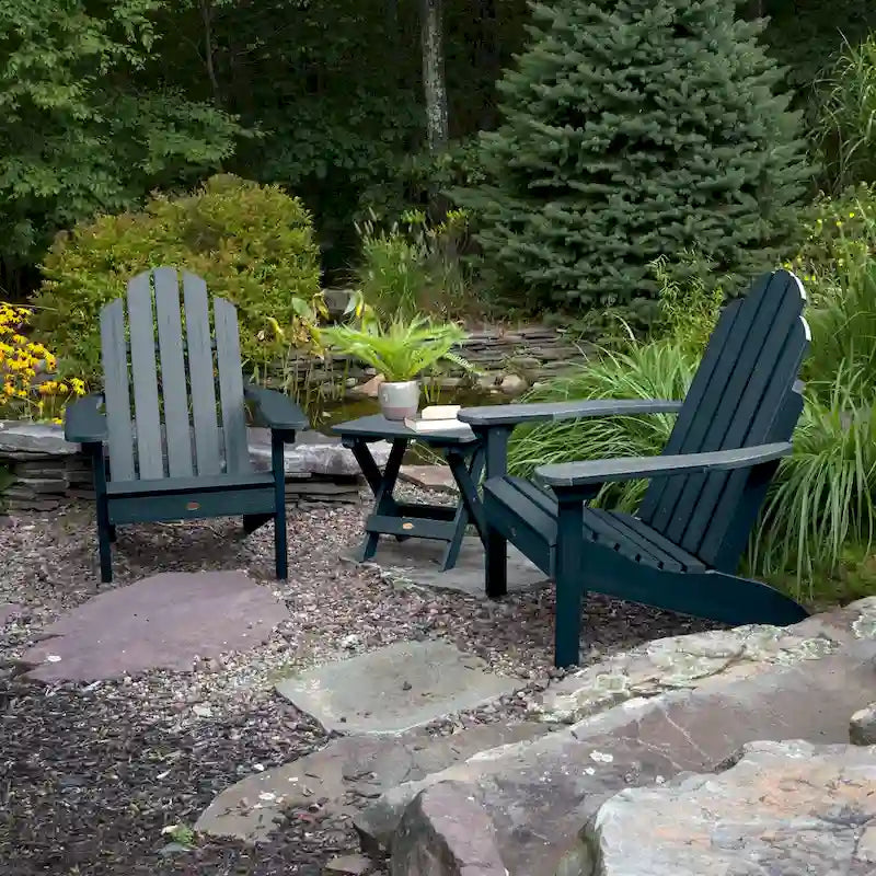 Ensemble de 3 pièces chaises Adirondack extérieures et table d'appoint pliante