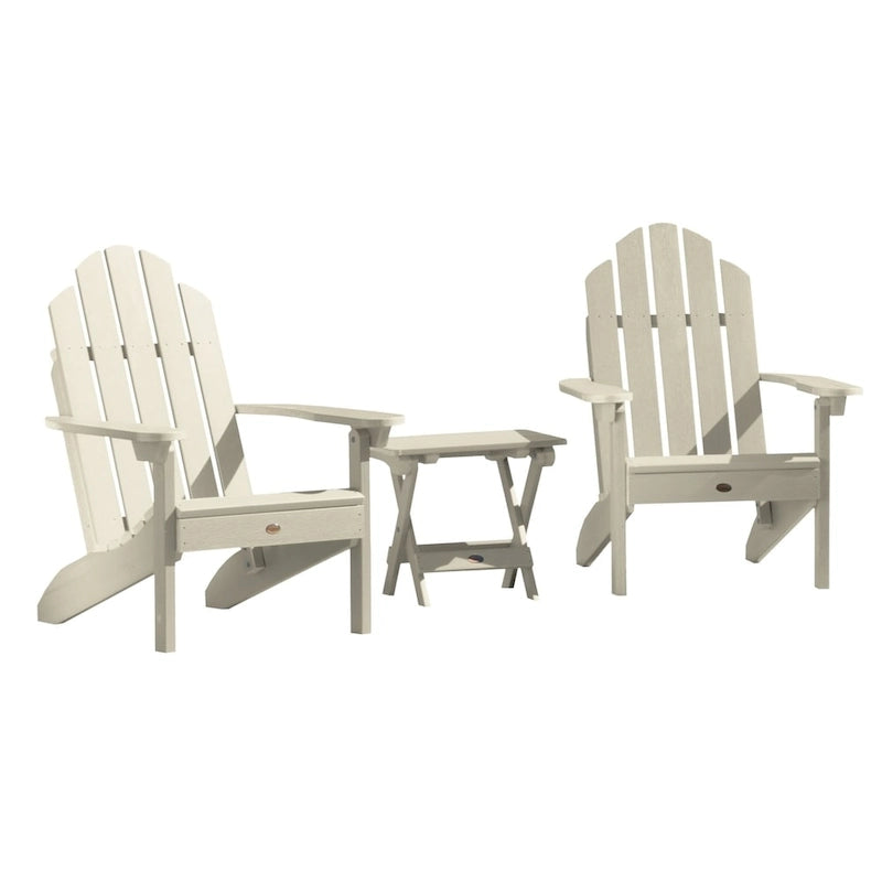 Ensemble de 3 pièces chaises Adirondack extérieures et table d'appoint pliante