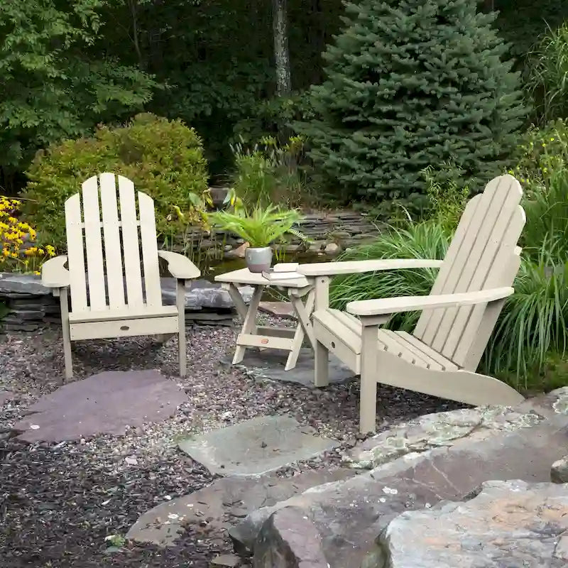 Ensemble de 3 pièces chaises Adirondack extérieures et table d'appoint pliante