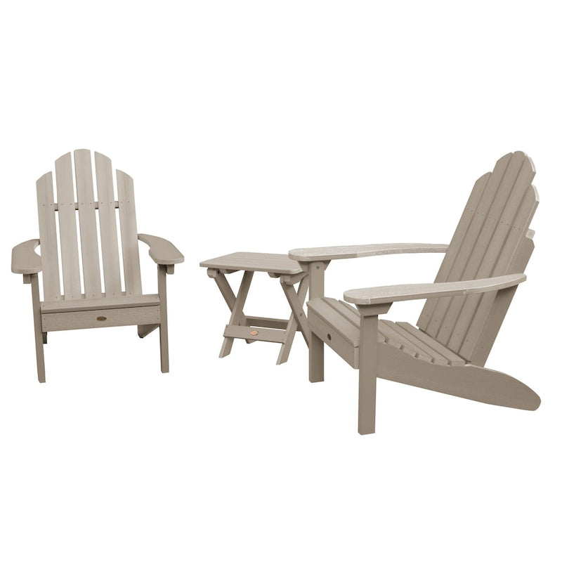 Ensemble de 3 pièces chaises Adirondack extérieures et table d'appoint pliante