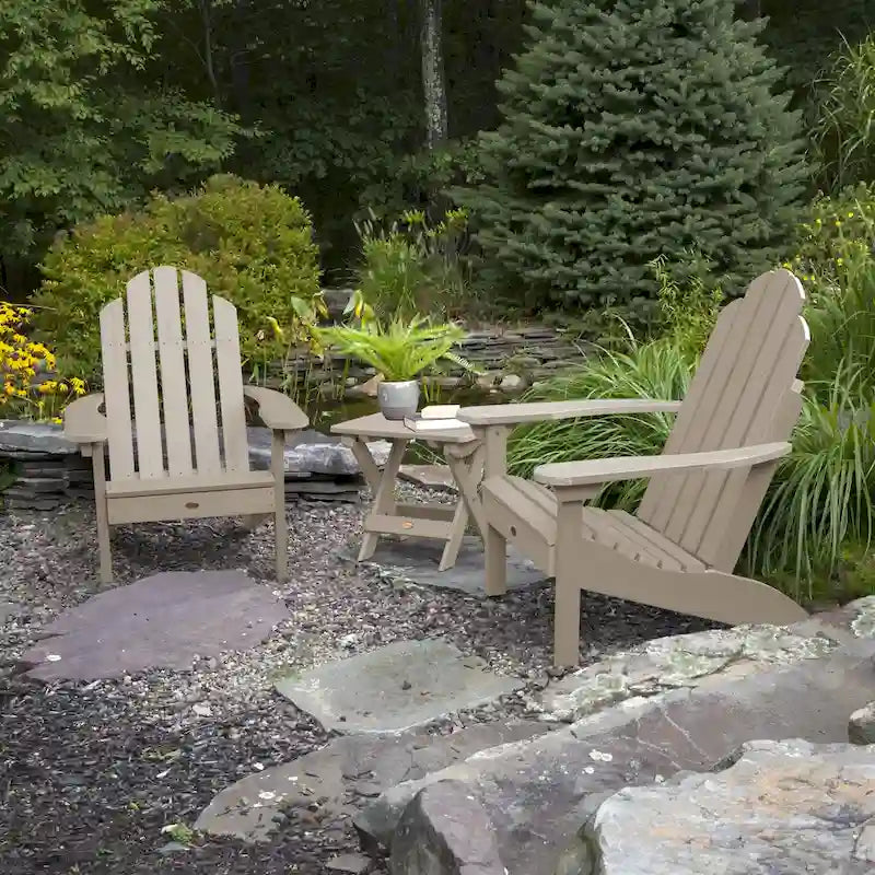 Ensemble de 3 pièces chaises Adirondack extérieures et table d'appoint pliante