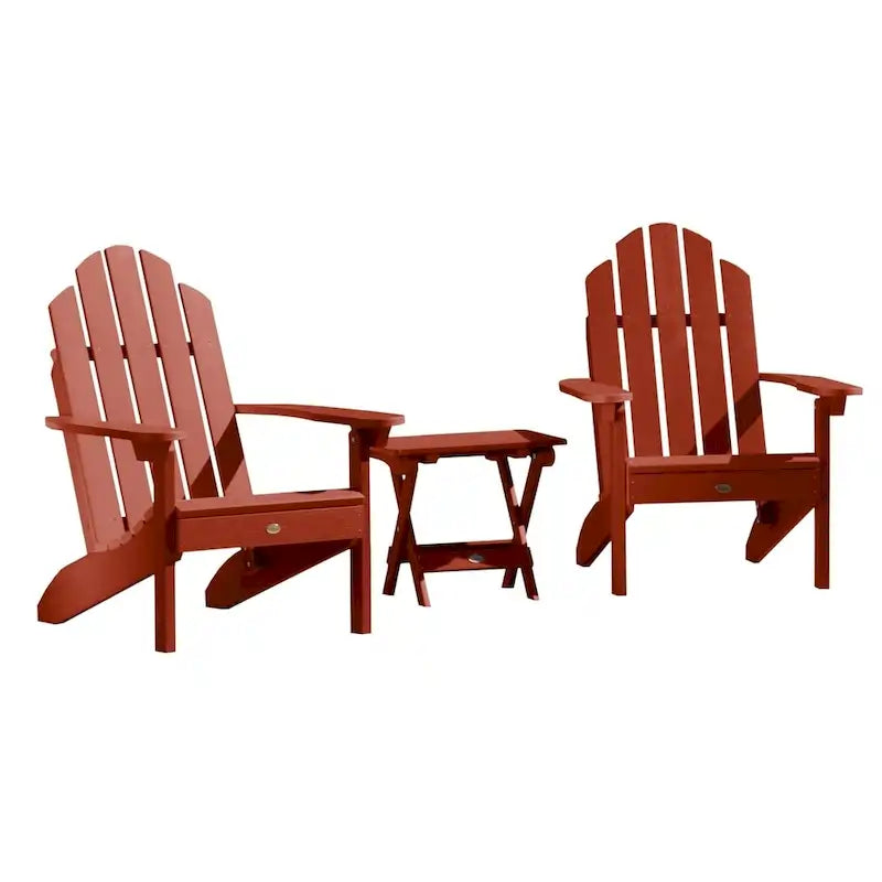 Ensemble de 3 pièces chaises Adirondack extérieures et table d'appoint pliante