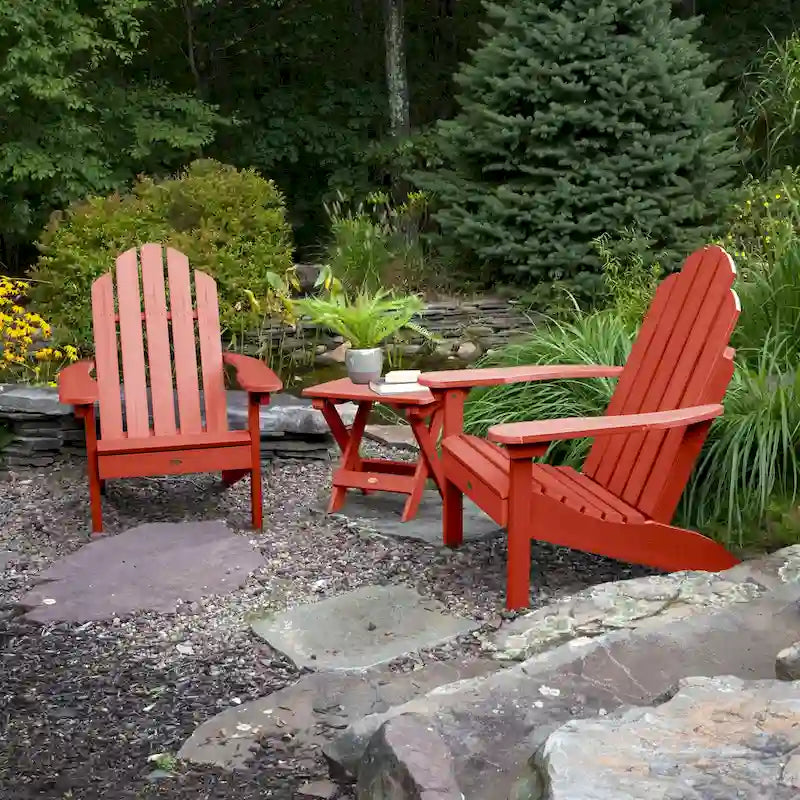 Ensemble de 3 pièces chaises Adirondack extérieures et table d'appoint pliante