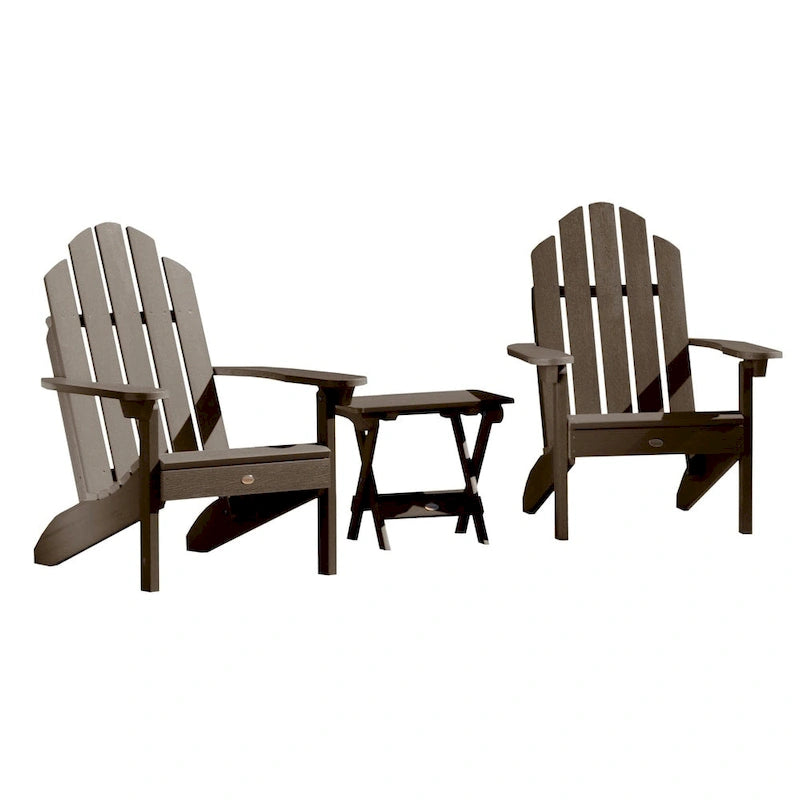 Ensemble de 3 pièces chaises Adirondack extérieures et table d'appoint pliante