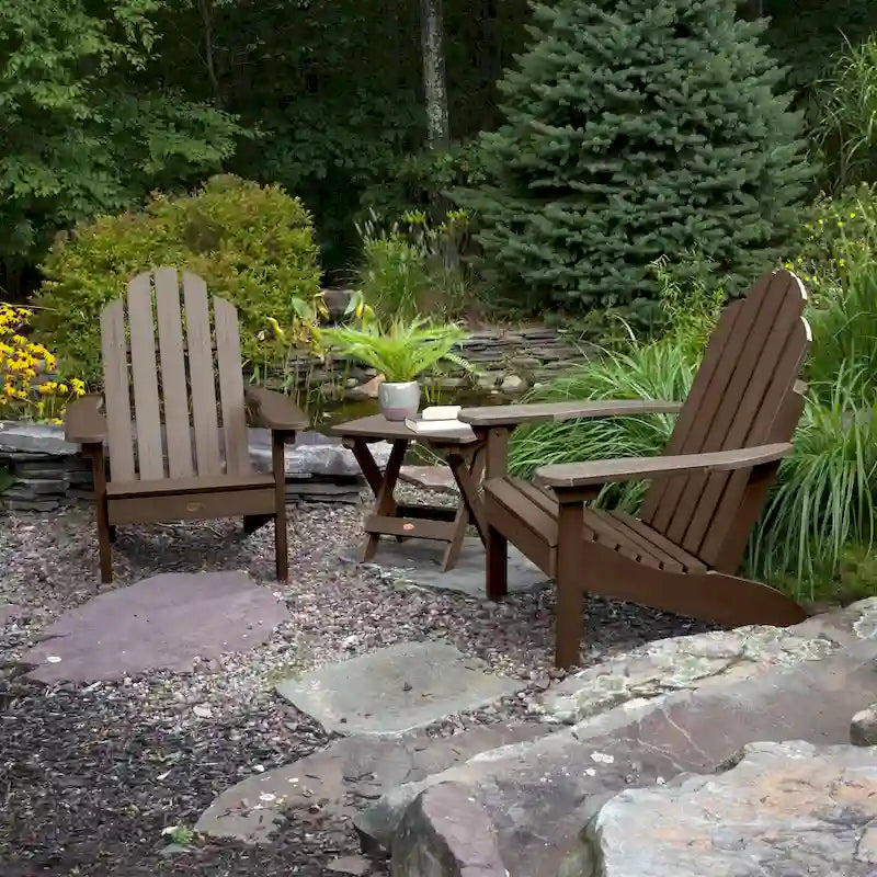 Ensemble de 3 pièces chaises Adirondack extérieures et table d'appoint pliante