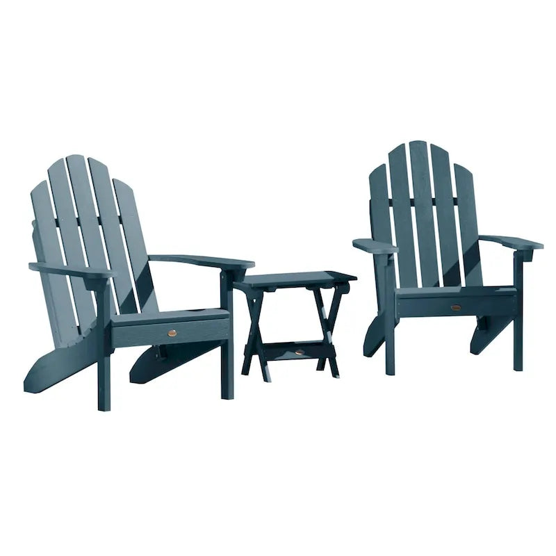 Ensemble de 3 pièces chaises Adirondack extérieures et table d'appoint pliante