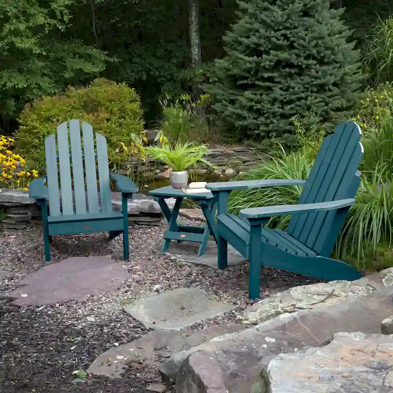 Ensemble de 3 pièces chaises Adirondack extérieures et table d'appoint pliante