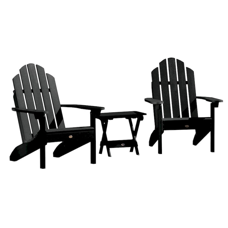 Ensemble de 3 pièces chaises Adirondack extérieures et table d'appoint pliante