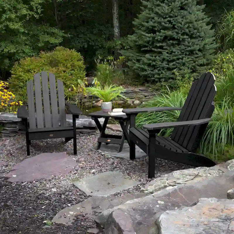 Ensemble de 3 pièces chaises Adirondack extérieures et table d'appoint pliante