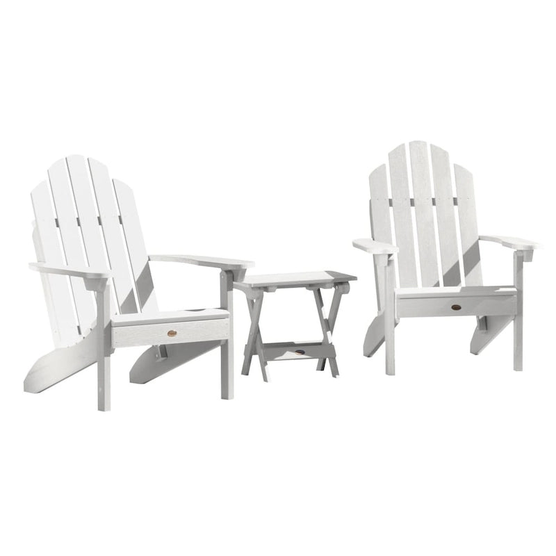 Ensemble de 3 pièces chaises Adirondack extérieures et table d'appoint pliante