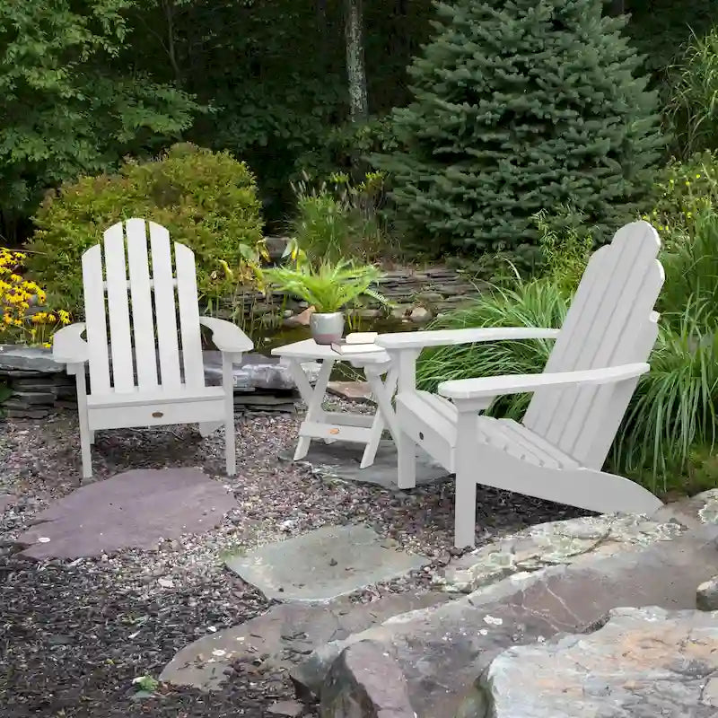 Ensemble de 3 pièces chaises Adirondack extérieures et table d'appoint pliante