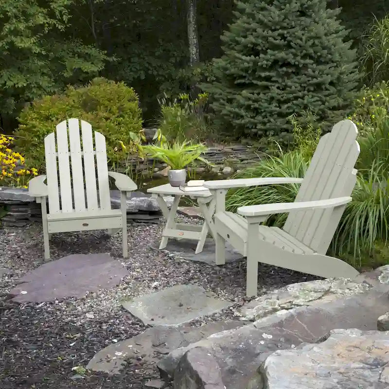 Ensemble de 3 pièces chaises Adirondack extérieures et table d'appoint pliante