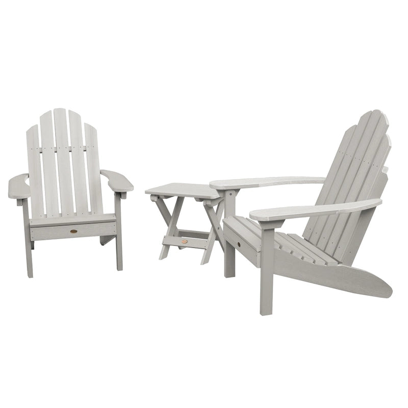 Ensemble de 3 pièces chaises Adirondack extérieures et table d'appoint pliante