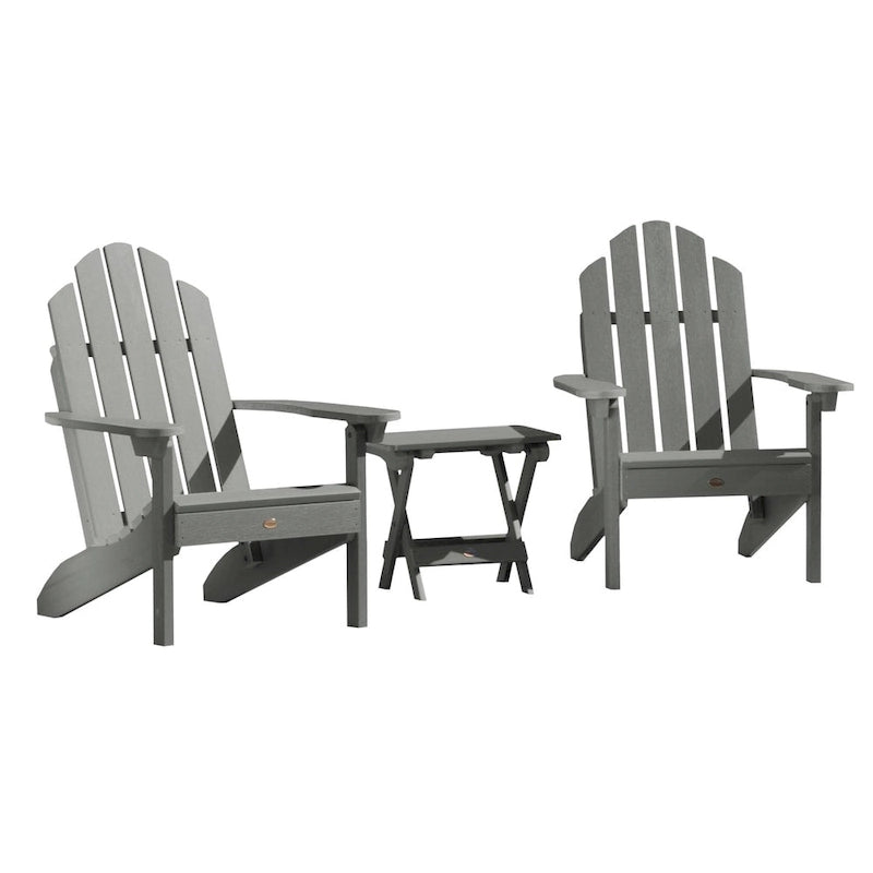 Ensemble de 3 pièces chaises Adirondack extérieures et table d'appoint pliante