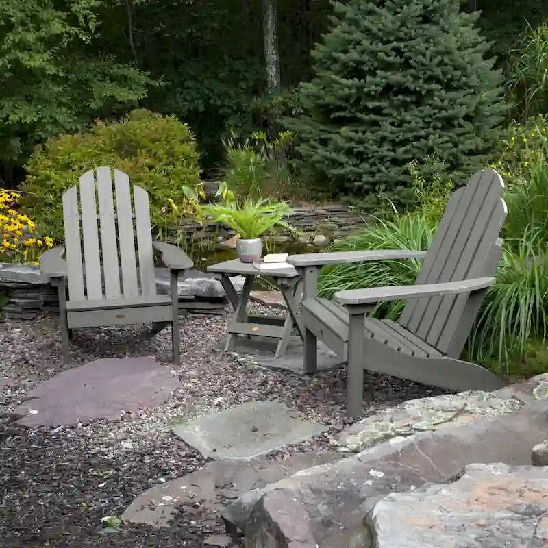 Ensemble de 3 pièces chaises Adirondack extérieures et table d'appoint pliante