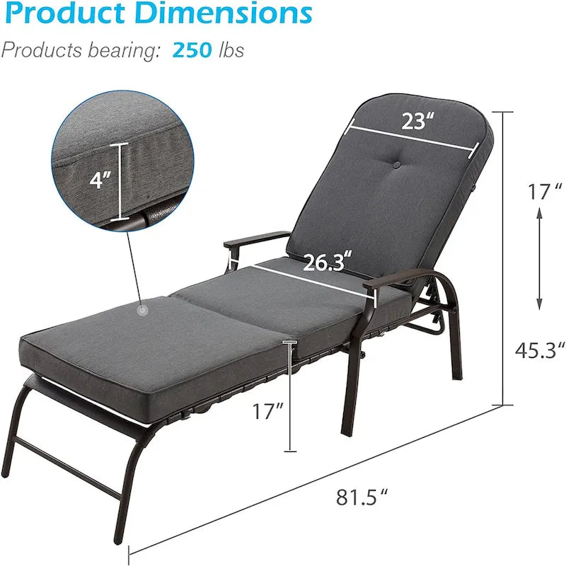 Chaise longue de jardin réglable AECOJOY (Lot de 2)