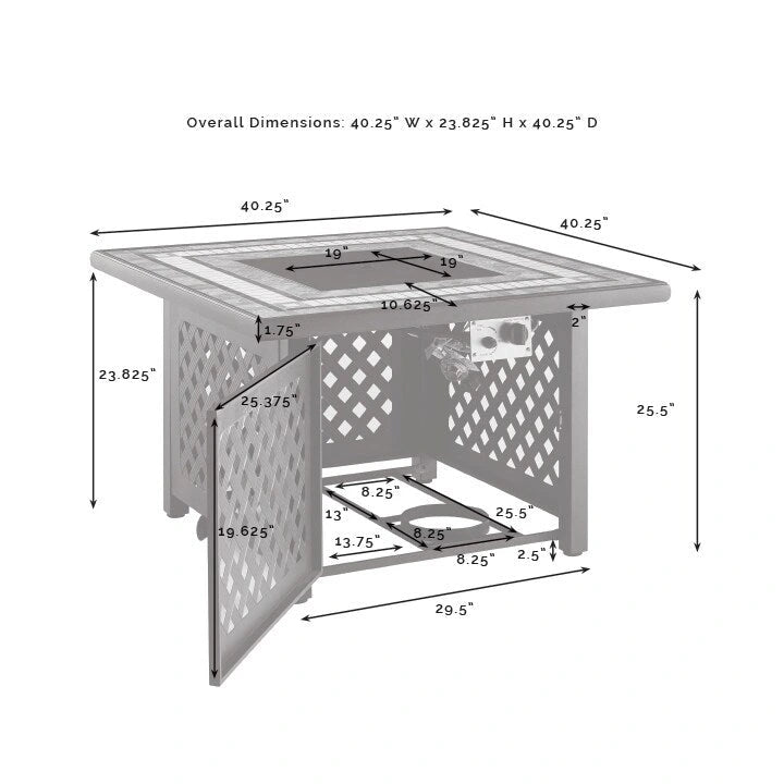Crosley Bradenton Ensemble de salon d'extérieur 5 pièces en osier avec table brasero