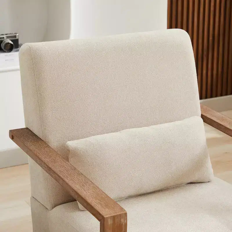 Fauteuil d'appoint rembourré pivotant moderne de 76 cm avec accoudoirs en bois massif, fauteuil de lecture pivotant à 360 degrés