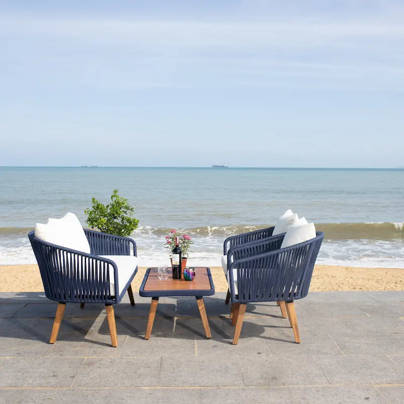 SAFAVIEH Amelie Ensemble de conversation de patio de 4 pièces pour l'extérieur - 55L x 31P x 28H