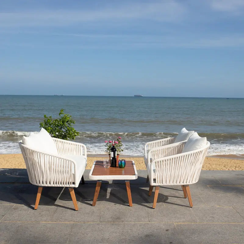 SAFAVIEH Amelie Ensemble de conversation de patio de 4 pièces pour l'extérieur - 55L x 31P x 28H