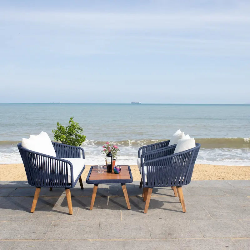 SAFAVIEH Amelie Ensemble de conversation de patio de 4 pièces pour l'extérieur - 55L x 31P x 28H