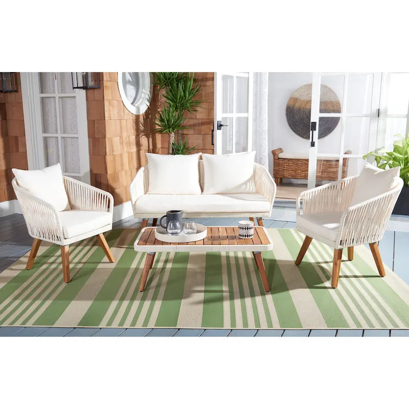 SAFAVIEH Amelie Ensemble de conversation de patio de 4 pièces pour l'extérieur - 55L x 31P x 28H