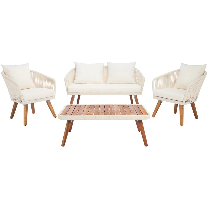 SAFAVIEH Amelie Ensemble de conversation de patio de 4 pièces pour l'extérieur - 55L x 31P x 28H