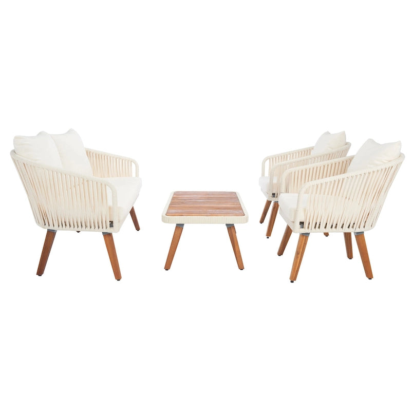 SAFAVIEH Amelie Ensemble de conversation de patio de 4 pièces pour l'extérieur - 55L x 31P x 28H
