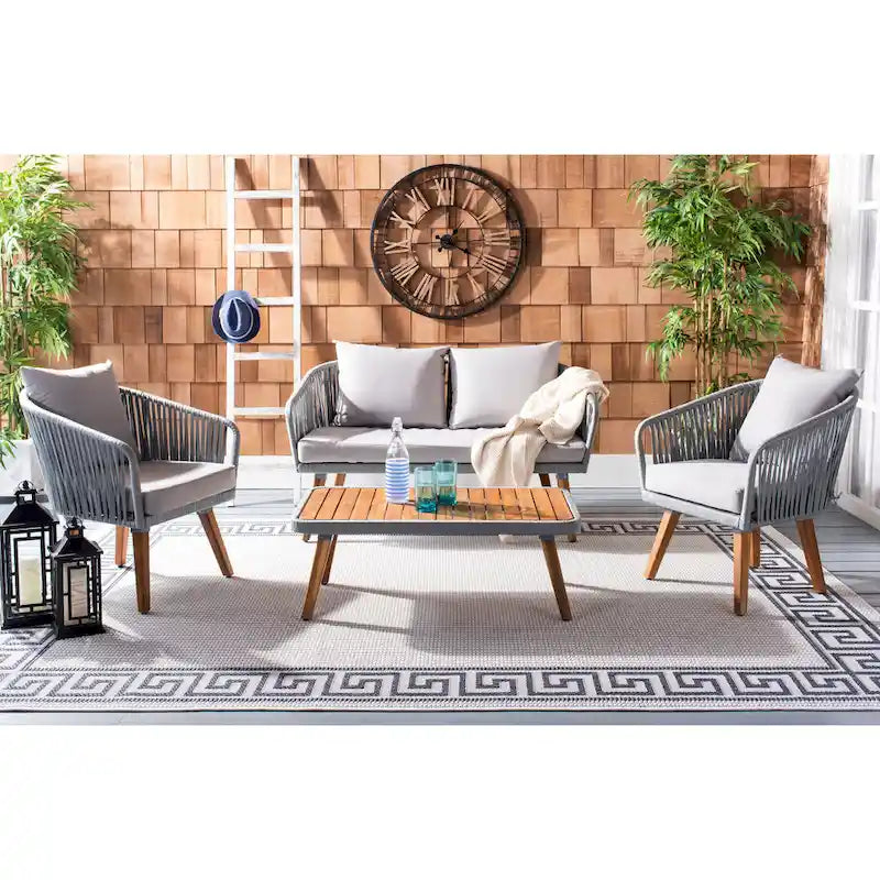 SAFAVIEH Amelie Ensemble de conversation de patio de 4 pièces pour l'extérieur - 55L x 31P x 28H