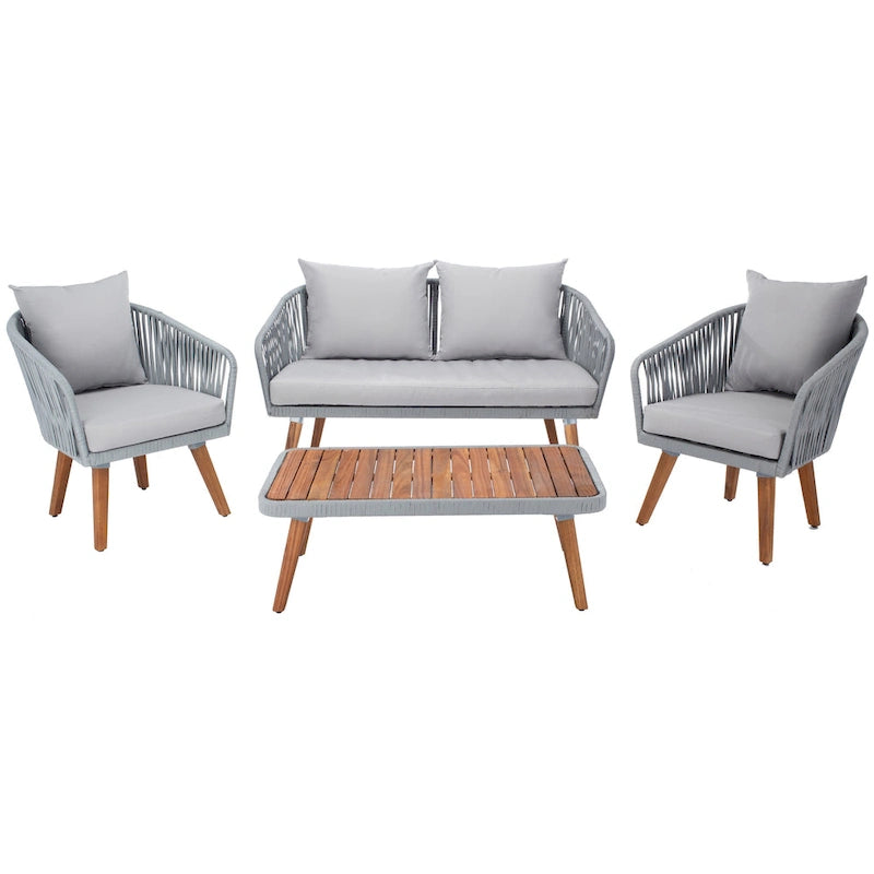 SAFAVIEH Amelie Ensemble de conversation de patio de 4 pièces pour l'extérieur - 55L x 31P x 28H