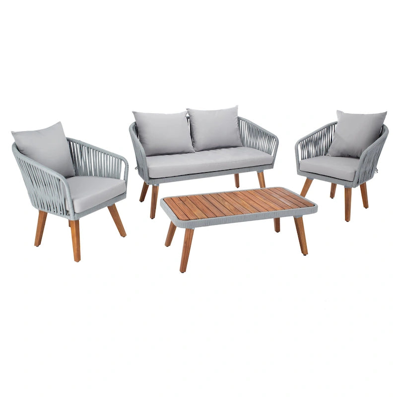 SAFAVIEH Amelie Ensemble de conversation de patio de 4 pièces pour l'extérieur - 55L x 31P x 28H