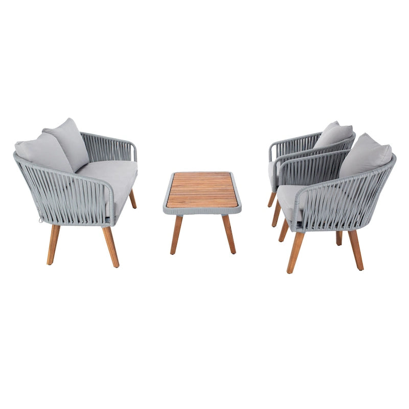 SAFAVIEH Amelie Ensemble de conversation de patio de 4 pièces pour l'extérieur - 55L x 31P x 28H