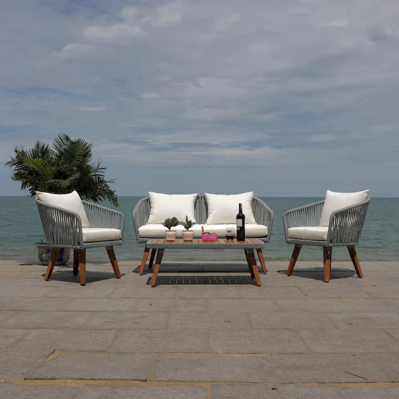 SAFAVIEH Amelie Ensemble de conversation de patio de 4 pièces pour l'extérieur - 55L x 31P x 28H