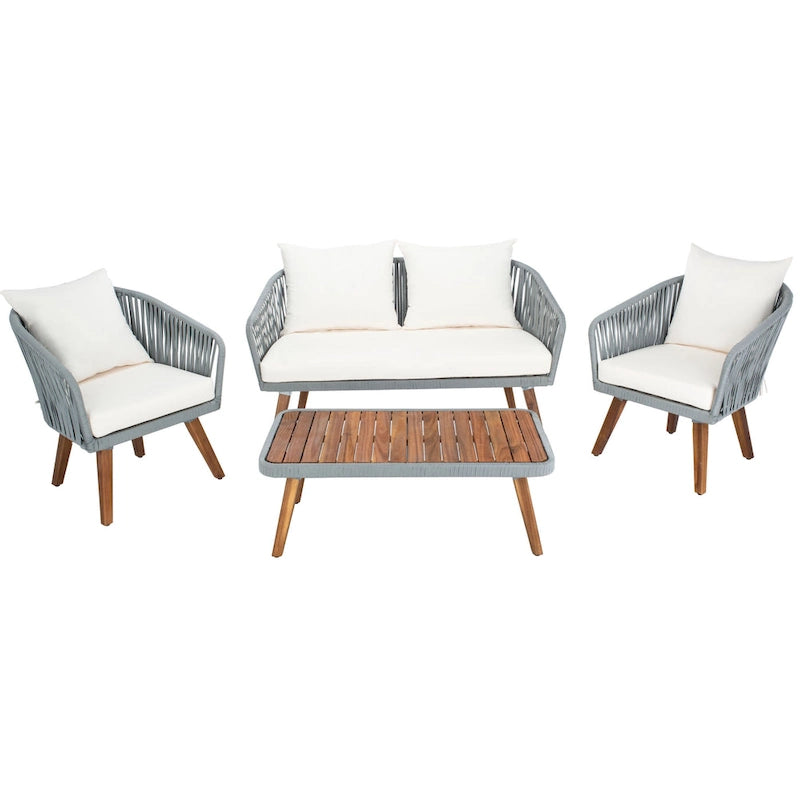 SAFAVIEH Amelie Ensemble de conversation de patio de 4 pièces pour l'extérieur - 55L x 31P x 28H