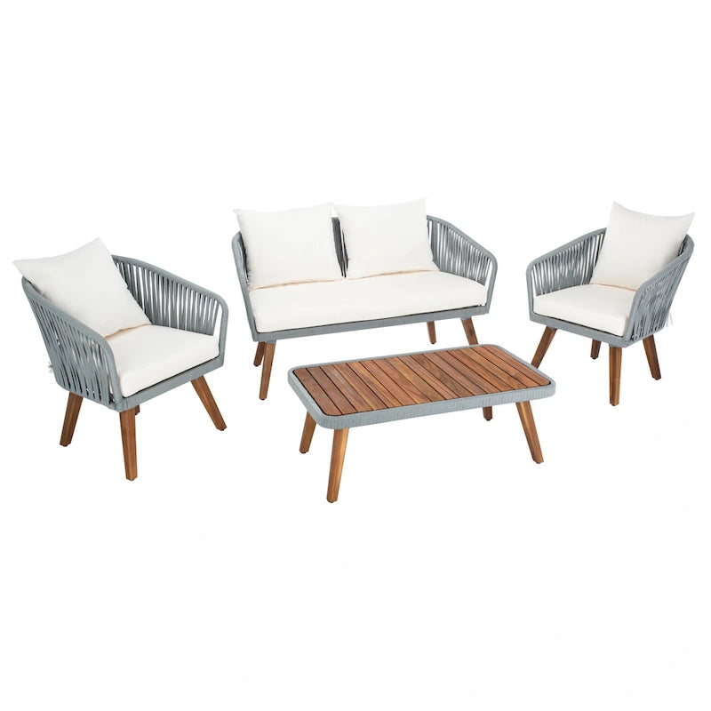 SAFAVIEH Amelie Ensemble de conversation de patio de 4 pièces pour l'extérieur - 55L x 31P x 28H