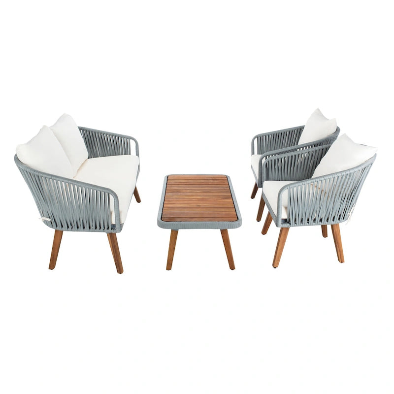 SAFAVIEH Amelie Ensemble de conversation de patio de 4 pièces pour l'extérieur - 55L x 31P x 28H