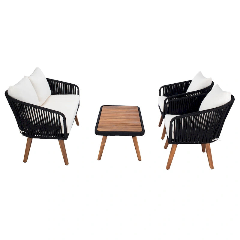 SAFAVIEH Amelie Ensemble de conversation de patio de 4 pièces pour l'extérieur - 55L x 31P x 28H