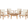 SAFAVIEH Ensemble de patio 5 pièces Hazbie en bois d'acacia d'extérieur - 26L x 32P x 25H