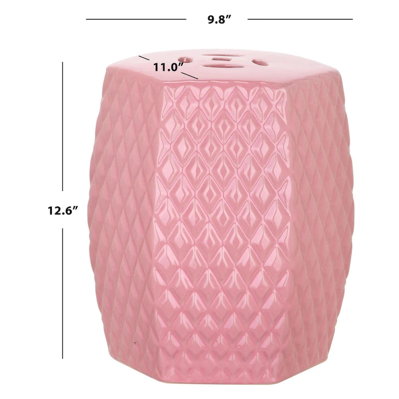 Tabouret de jardin décoratif en céramique SAFAVIEH Kids Maribel Pink Diamonds