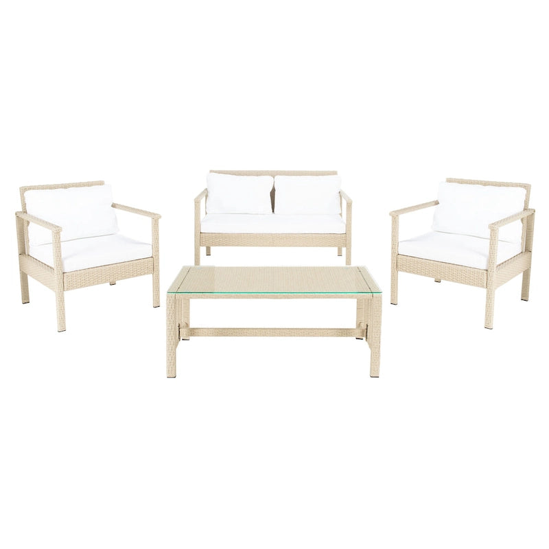 SAFAVIEH Alie Ensemble de salon 4 pièces en osier d'extérieur - 51 l x 30 P x 30 H