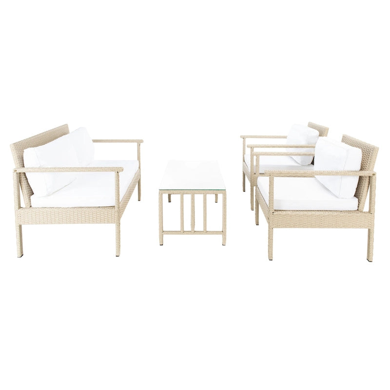 SAFAVIEH Alie Ensemble de salon 4 pièces en osier d'extérieur - 51 l x 30 P x 30 H
