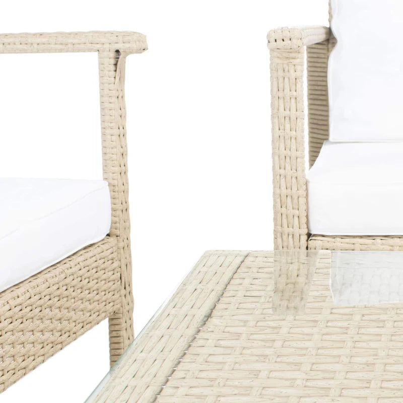 SAFAVIEH Alie Ensemble de salon 4 pièces en osier d'extérieur - 51 l x 30 P x 30 H