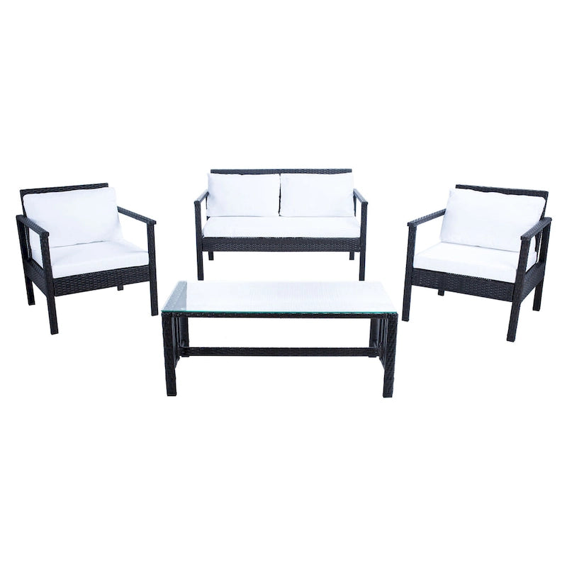SAFAVIEH Alie Ensemble de salon 4 pièces en osier d'extérieur - 51 l x 30 P x 30 H
