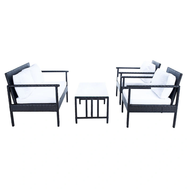 SAFAVIEH Alie Ensemble de salon 4 pièces en osier d'extérieur - 51 l x 30 P x 30 H