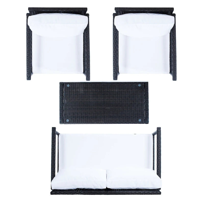 SAFAVIEH Alie Ensemble de salon 4 pièces en osier d'extérieur - 51 l x 30 P x 30 H