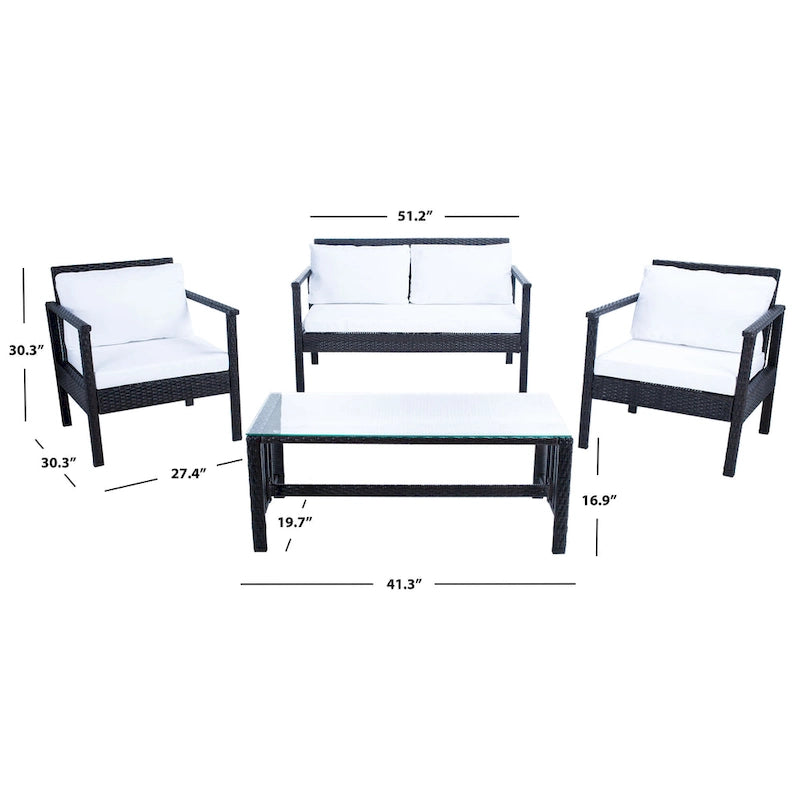 SAFAVIEH Alie Ensemble de salon 4 pièces en osier d'extérieur - 51 l x 30 P x 30 H