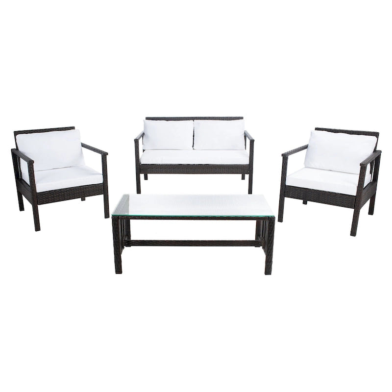 SAFAVIEH Alie Ensemble de salon 4 pièces en osier d'extérieur - 51 l x 30 P x 30 H