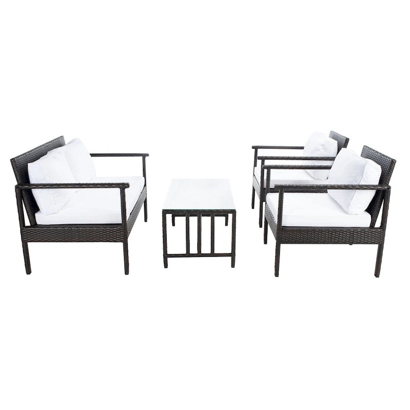 SAFAVIEH Alie Ensemble de salon 4 pièces en osier d'extérieur - 51 l x 30 P x 30 H