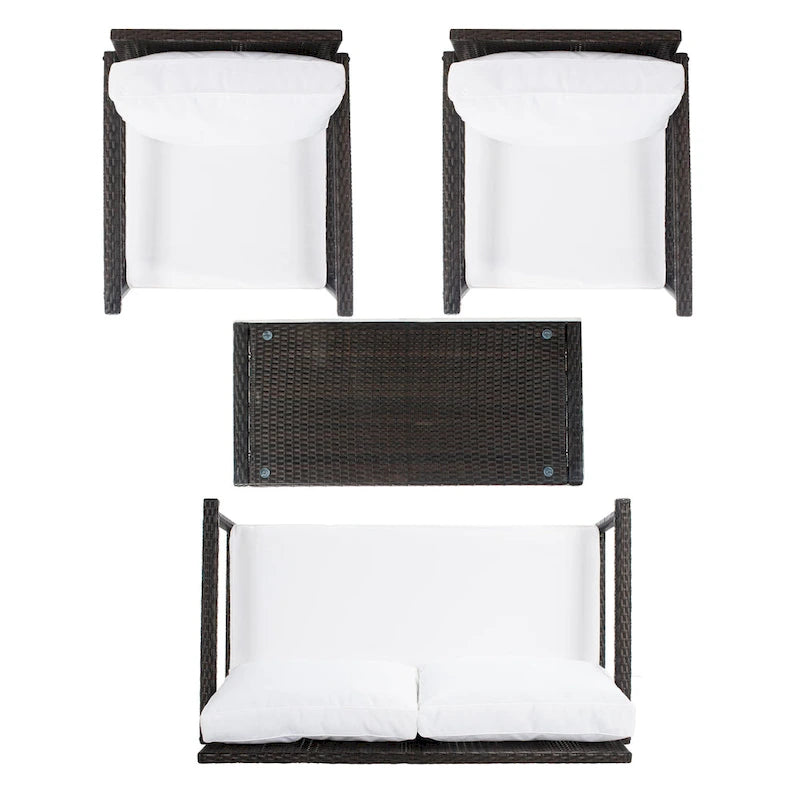 SAFAVIEH Alie Ensemble de salon 4 pièces en osier d'extérieur - 51 l x 30 P x 30 H